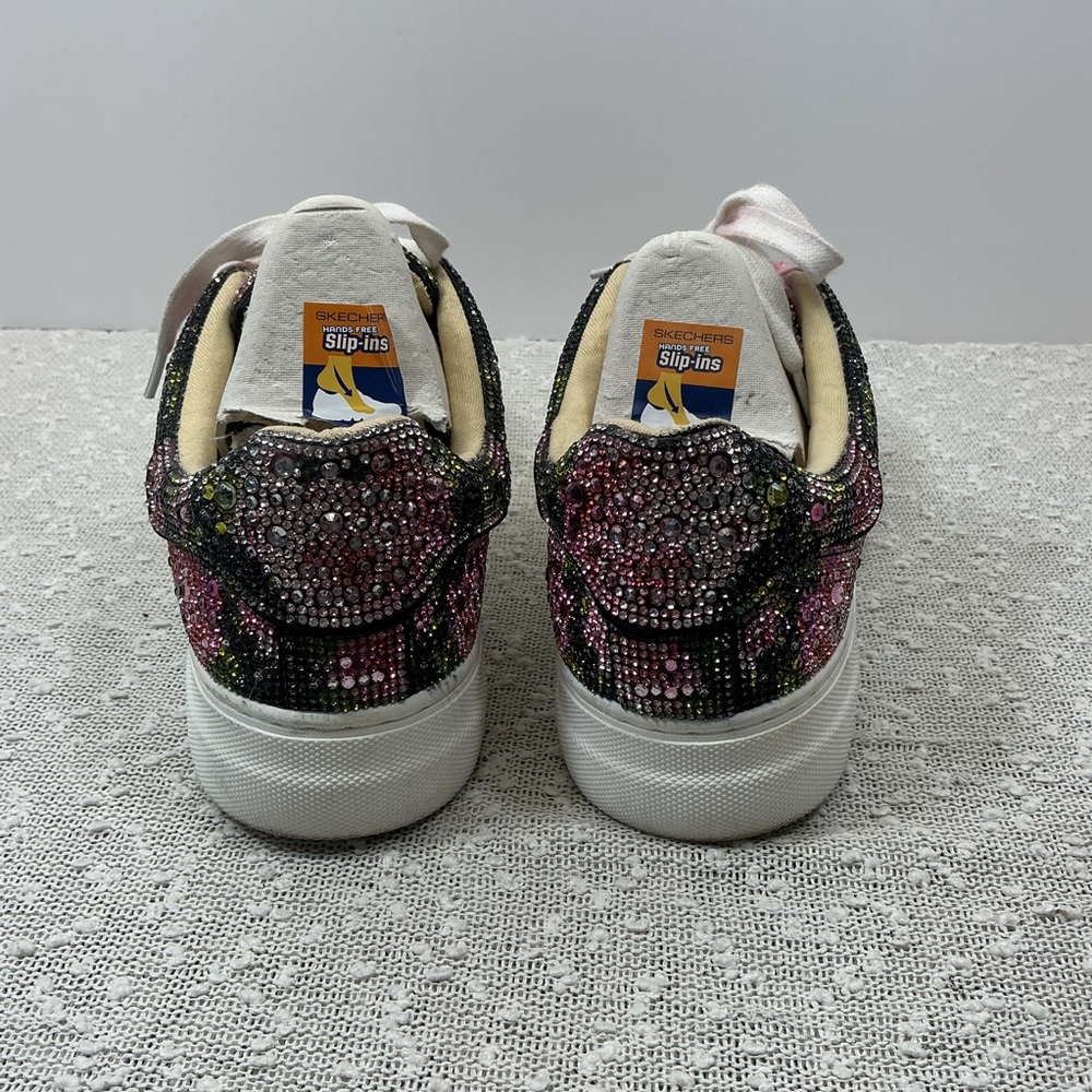 Betsey Johnson Sidny Black Sequin pink Floral Platform Sneakers Shoes size 8 - Picture 6 of 11